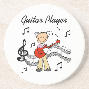 Stick Figure Girl Guitar Player T-shirts and Gifts Coaster