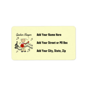 Stick Figure Girl Guitar Player T-shirts and Gifts Label
