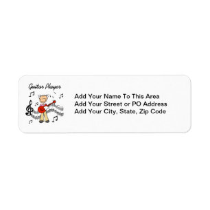 Stick Figure Girl Guitar Player T-shirts and Gifts Return Address Label