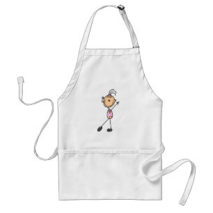 Stick Figure Girl Gymnast in Pink Apron