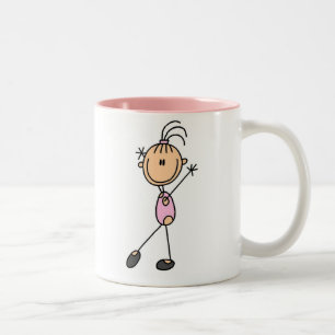 Stick Figure Girl Gymnast in Pink Mug