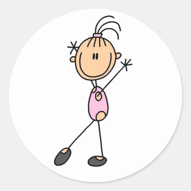 Stick Figure Girl Gymnast in Pink Stickers (Front)