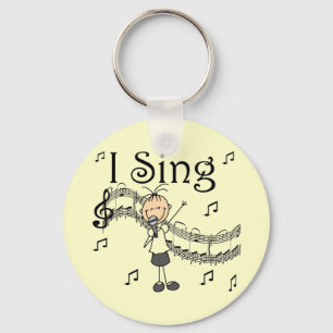 Stick Figure Girl I Sing T-shirts and Gifts Key Ring