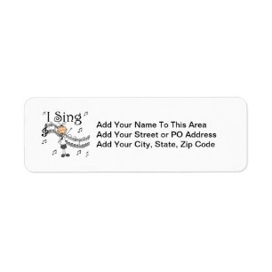 Stick Figure Girl I Sing T-shirts and Gifts Return Address Label