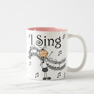 Stick Figure Girl I Sing T-shirts and Gifts Two-Tone Coffee Mug