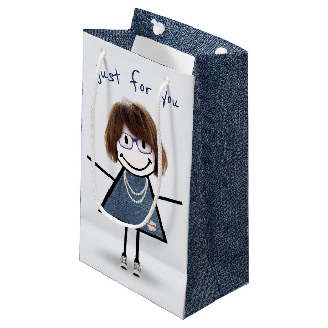 Stick Figure Girl In Sneakers    Small Gift Bag (Front Angled)