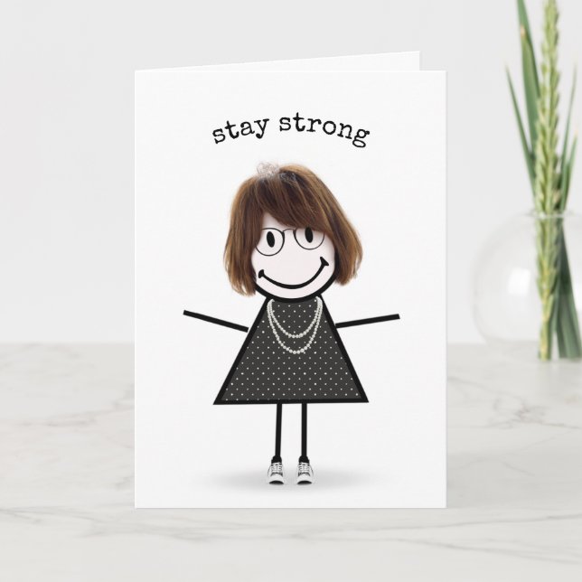 Stick Figure Girl In Sneakers Thinking Of You  Card (Front)