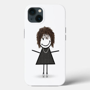 Stick Figure Girl In Sneakers with Hair iPhone 13 Case