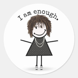 Stick Figure Girl In Sneakers with Quote Classic Round Sticker