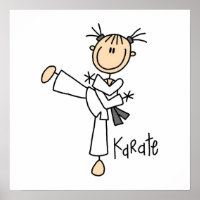 Stick Figure Girl Karate T-shirts and Gifts