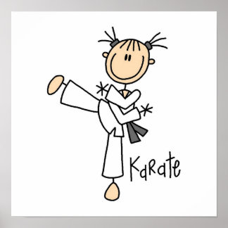 Stick Figure Girl Karate T-shirts and Gifts Poster