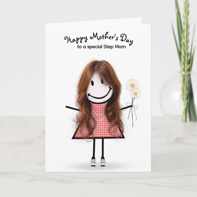 Stick Figure Girl Mother's Day for Stepmom  Card (Front)