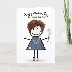 Stick Figure Girl Mother's Day for Stepmom   Card