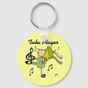 Stick Figure Girl Tuba Player T-shirts and GIfts Key Ring