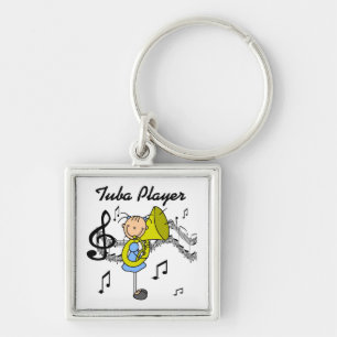 Stick Figure Girl Tuba Player T-shirts and GIfts Key Ring