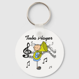 Stick Figure Girl Tuba Player T-shirts and GIfts Key Ring
