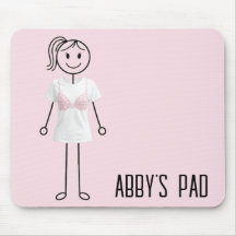 Stick Figure Girl Wearing Bra with Pink Ribbon