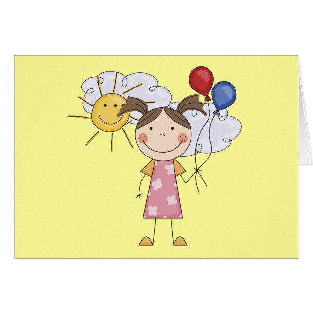 Stick Figure Girl with Balloons T-shirts and Gifts (Front Horizontal)