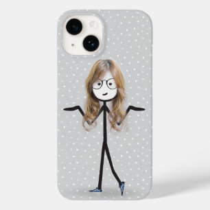 Stick Figure Girl With Blonde Hair Case-Mate iPhone 14 Case