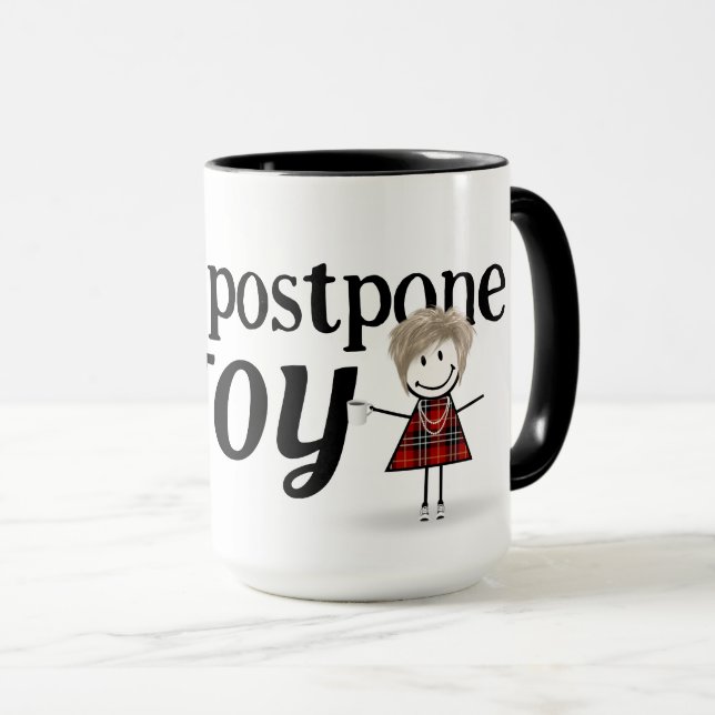Stick Figure Girl With Coffee Mug (Front Right)