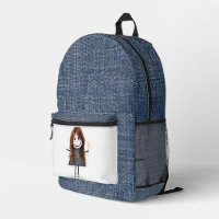 Stick Figure Girl With Daisies and Blue Denim