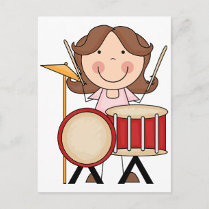 Stick Figure Girl With Drums Postcard