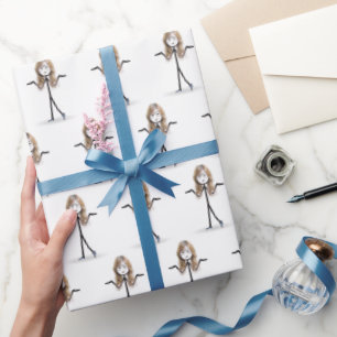 Stick Figure Girl With Glasses Sneakers Wrapping Paper