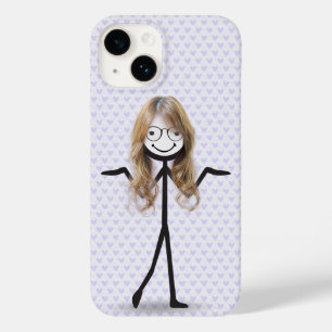 Stick Figure Girl With Hair and Glasses Case-Mate iPhone 14 Case