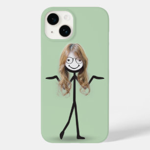 Stick Figure Girl With Hair and Glasses Case-Mate iPhone 14 Case