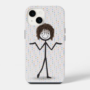 Stick Figure Girl With Hair and Glasses iPhone 14 Case