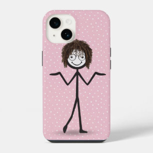 Stick Figure Girl With Hair and Glasses iPhone 14 Case
