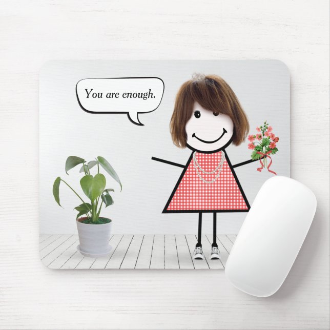 Stick Figure Girl With Inspiration Quote Mouse Pad (With Mouse)
