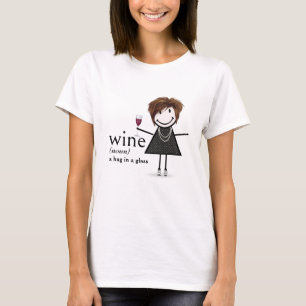 Stick Figure Girl With Red Wine Glass T-Shirt