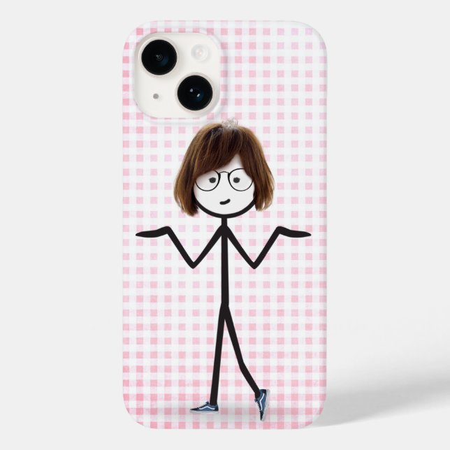 Stick Figure Girl With Sneakers On Gingham Case-Mate iPhone Case (Back)