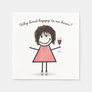 Stick Figure Girl With Wine Glass and Quote Napkin