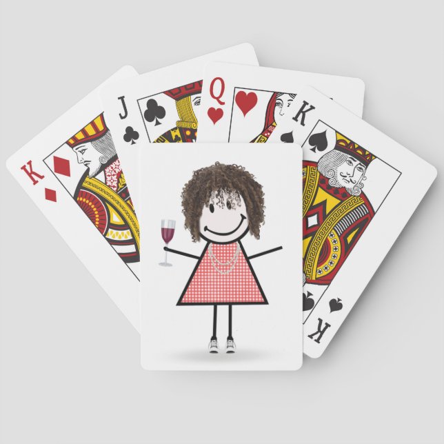 Stick Figure Girl with Wine Glass  Playing Cards (Back)