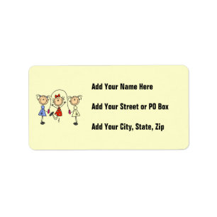 Stick Figure GIrls Jumping Rope Label