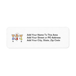 Stick Figure GIrls Jumping Rope Return Address Label