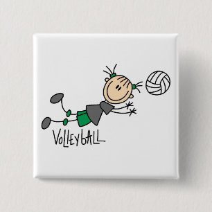 Stick Figure Girls Volleyball T-shirts and Gifts 15 Cm Square Badge