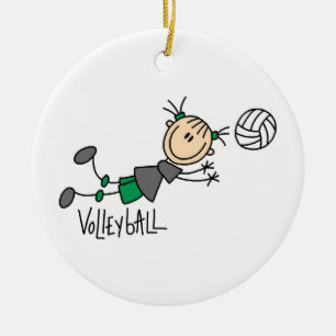 Stick Figure Girls Volleyball T-shirts and Gifts Ceramic Ornament