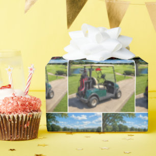 Stick Figure Golfer in a Golf Cart Wrapping Paper