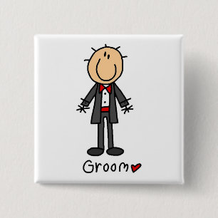 Stick Figure Groom T-shirts and Gifts 15 Cm Square Badge