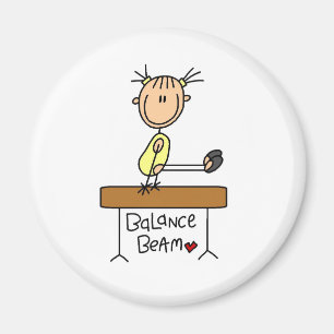 Stick Figure Gymnast on Balance Beam Magnets