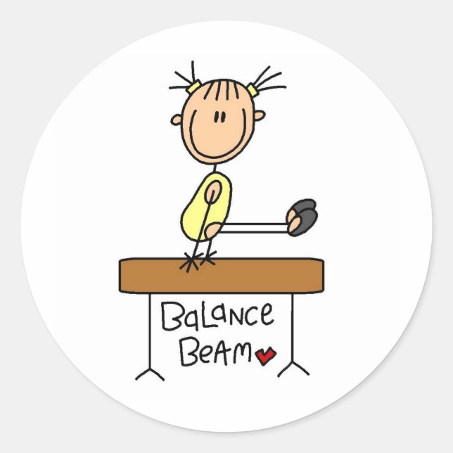 Stick Figure Gymnast on Balance Beam Stickers (Front)