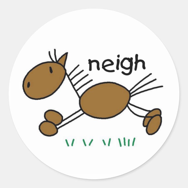 Stick Figure Horse Classic Round Sticker (Front)