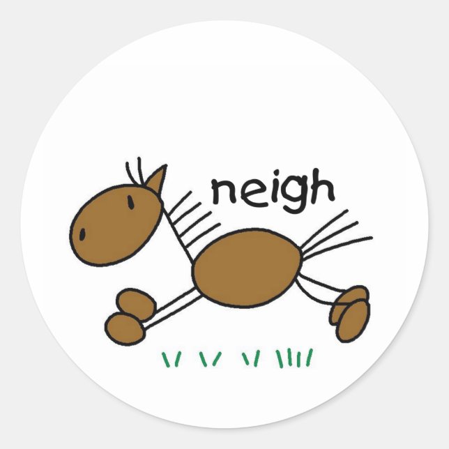 Stick Figure Horse Tshirts and Gifts Classic Round Sticker (Front)