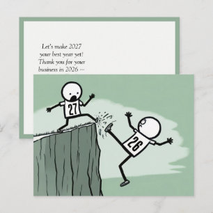 Stick Figure Humour for 2027 New Year  Postcard