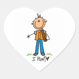 Stick Figure Hunter Heart Sticker