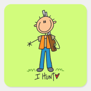 Stick Figure Hunter Square Sticker