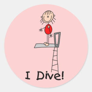 Stick Figure I Dive Tshirts and Gifts Classic Round Sticker
